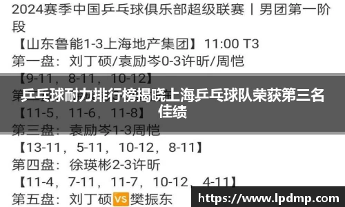 乒乓球耐力排行榜揭晓上海乒乓球队荣获第三名佳绩